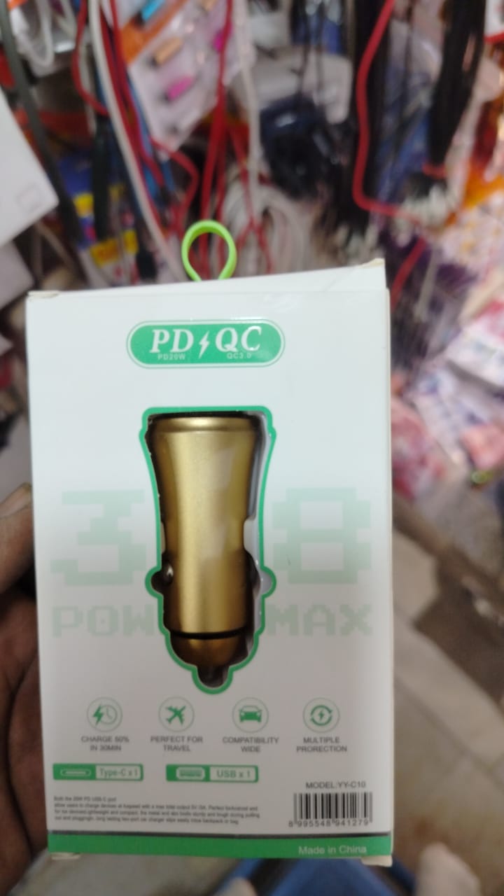 Car Charger 3.0 QC + PD : 20W Fast Charging Support (Box Packing, 6 Months Warranty)