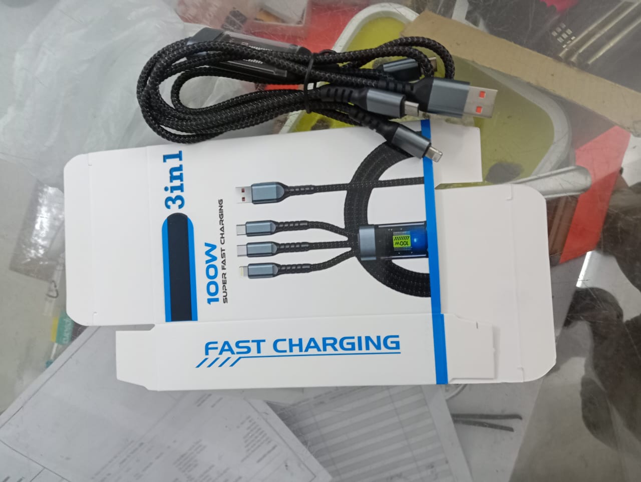 3 In 1 Fast Charging Cable 100Watt with display