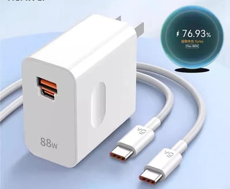 PD + USB Charger with fast cable 6Amp Type C (Box Packing, 1 Year Warranty)