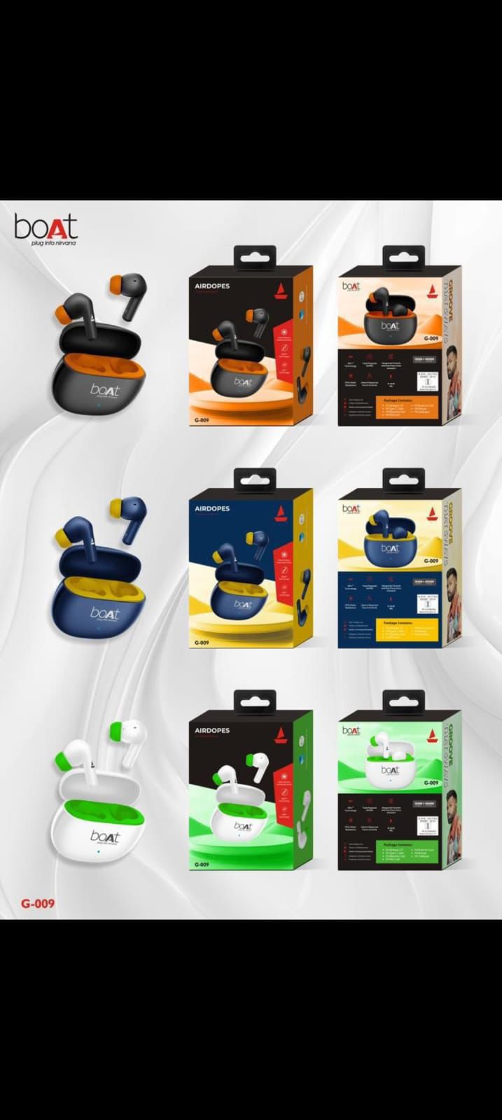 BOAT  G- 009 BUDS  Good Sound with Mic (Box Packing)