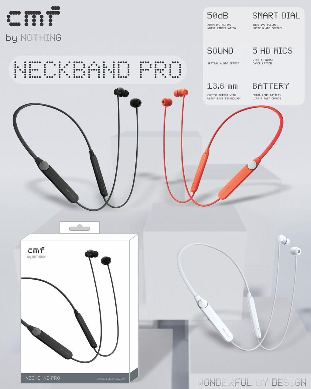 CMF Neckband PRO  with Long Battery – Upto 25 Hrs. Play Time(BOX Packing)
