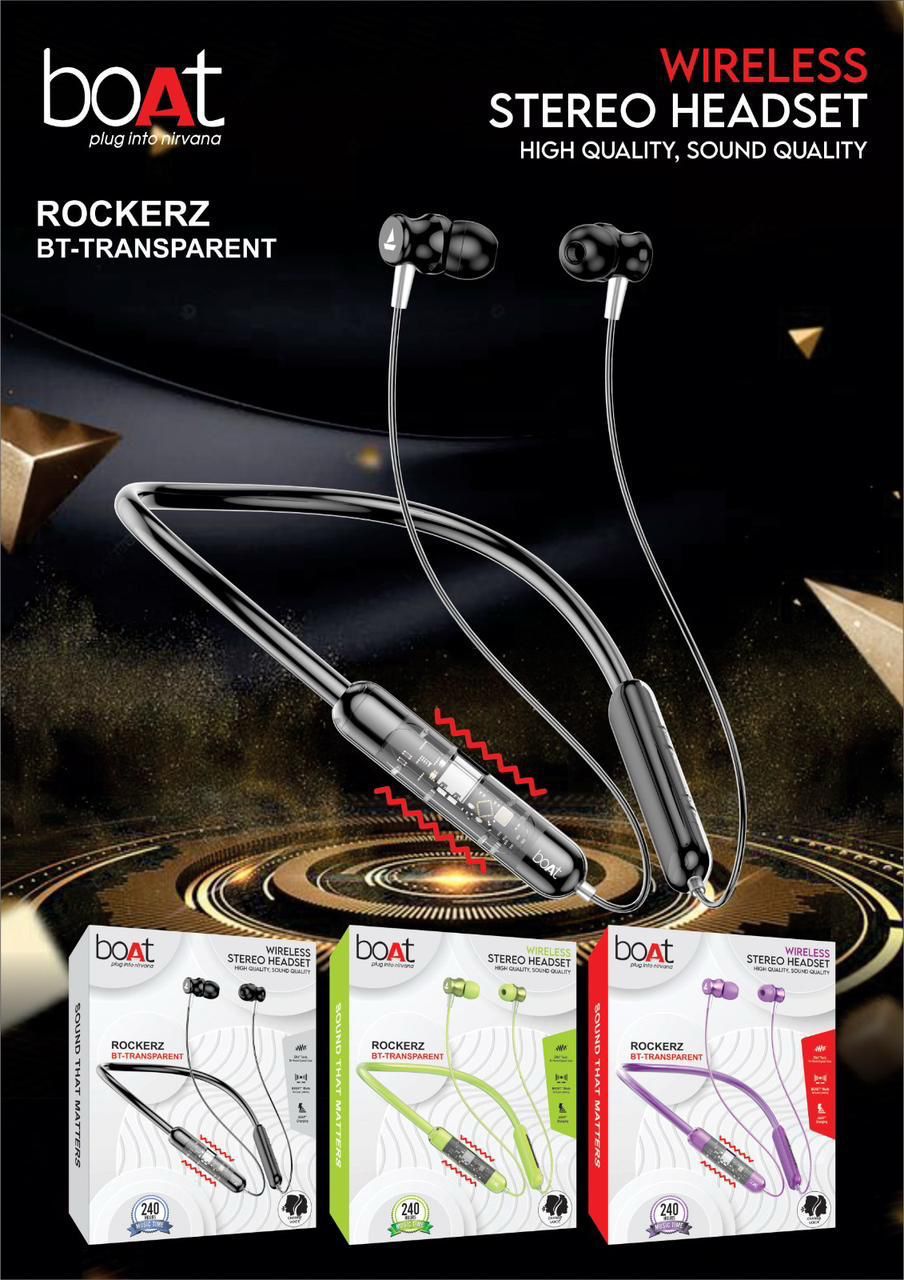 BOAT ROCKERZ (STEREO HEADSET) Neckband with Long Battery – Upto 25 Hrs. Play Time(BOX Packing)