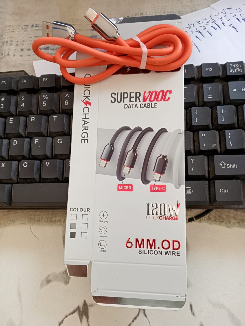 120 Watt Cable Box packing SuperVooc Support USB to Type C