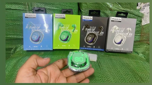 TWS Earphone Crystal Transparent Digital display – Long Battery Big Charging Case (Hot Selling)